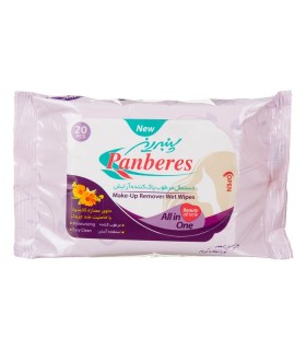 دستمال مرطوب پاک کننده آرایش پنبه ریز Panberes بسته 20 عددی