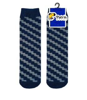 جوراب حوله ای آنتی باکتریال پاتریس طرح مربع سرمه ای- Patris Socks