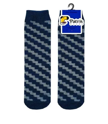 جوراب حوله ای آنتی باکتریال پاتریس طرح مربع سرمه ای- Patris Socks
