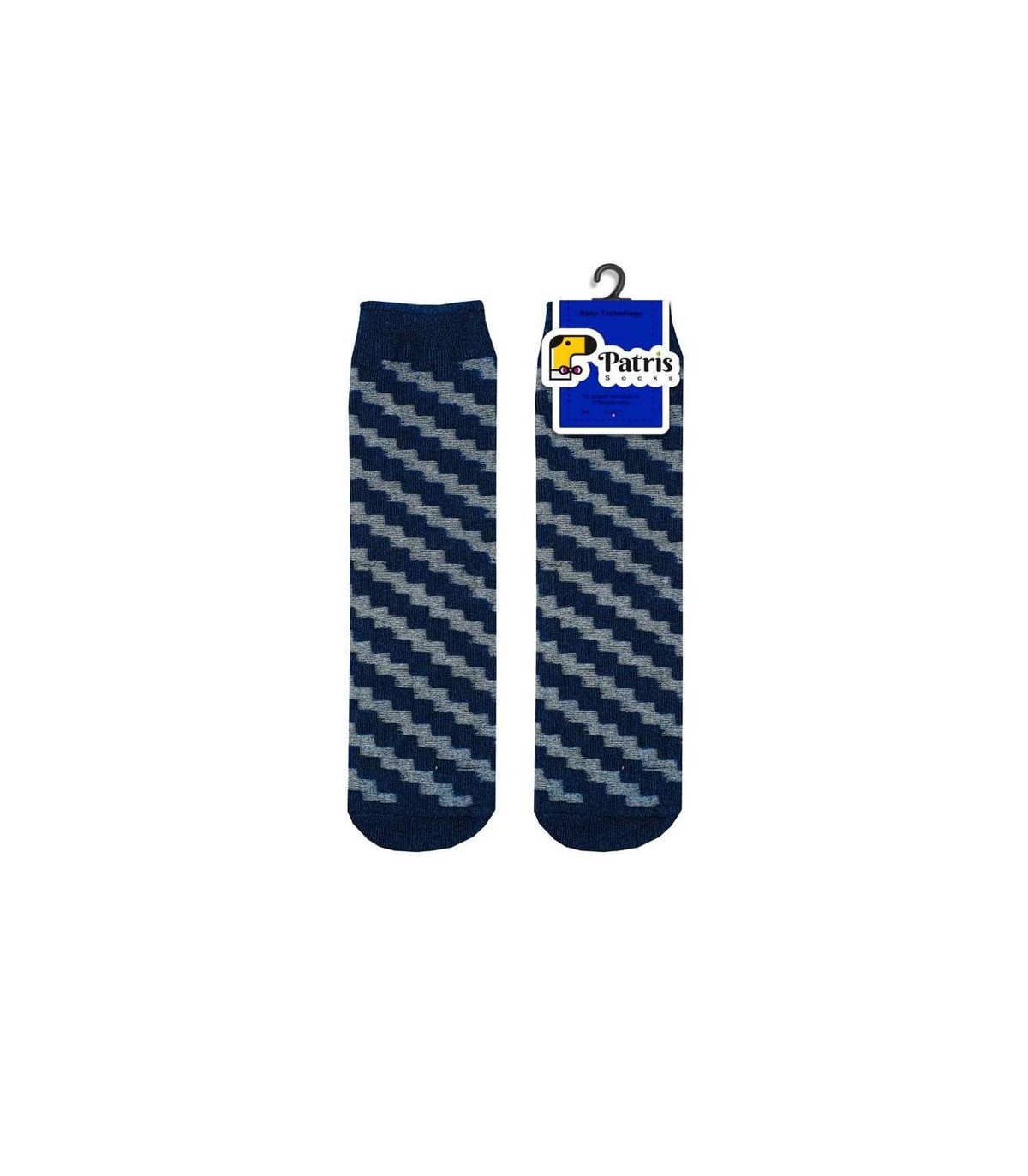 جوراب حوله ای آنتی باکتریال پاتریس طرح مربع سرمه ای- Patris Socks