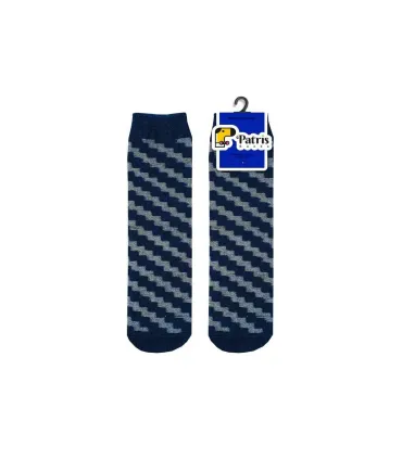 جوراب حوله ای آنتی باکتریال پاتریس طرح مربع سرمه ای- Patris Socks
