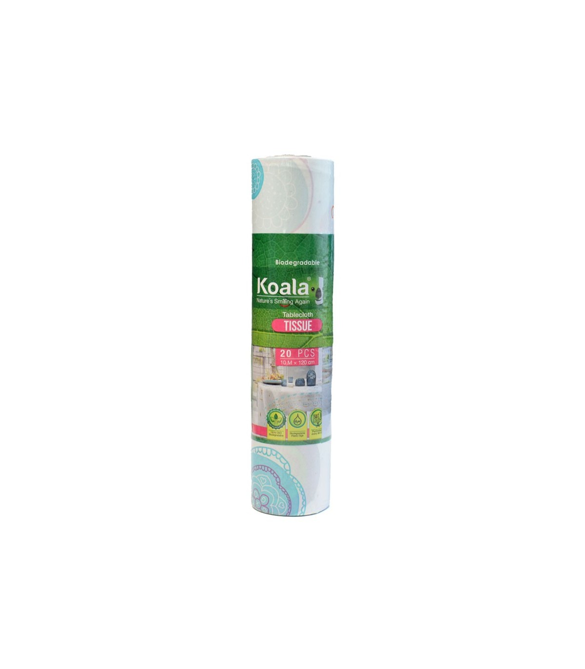سفره یکبار مصرف کاغذی کوالا Koala طرح گل آبی و نارنجی رول 10 متری